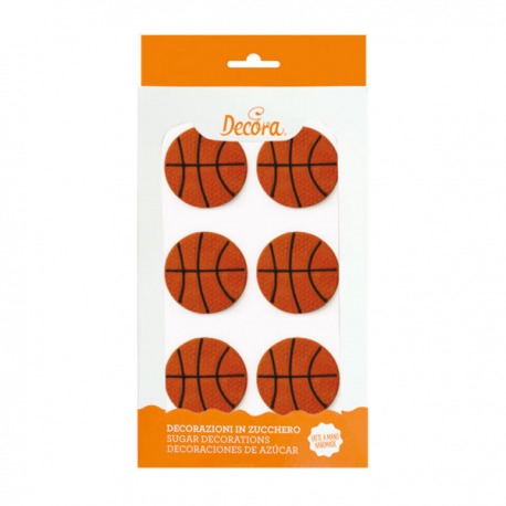 DECORAZIONI DI ZUCCHERO PALLONI BASKET 6 pz.