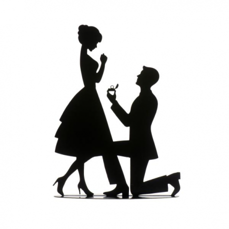 CAKE TOPPER METALLO NERO \\"PROPOSTA DI MATRIMONIO\\" 18cm
