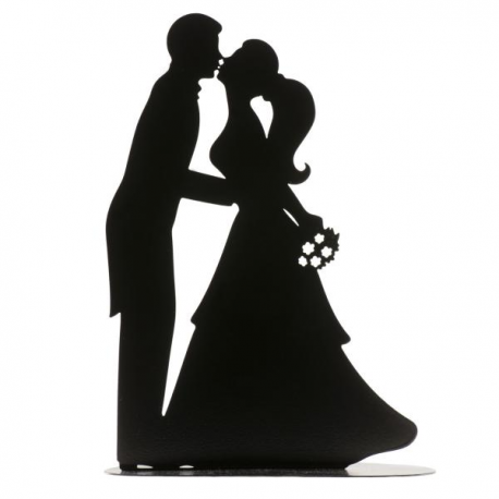 CAKE TOPPER METALLO NERO \\"SPOSI ROMANTICI\\" 18cm