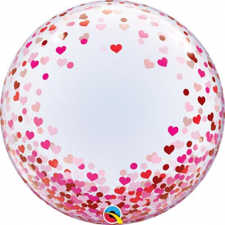 PALLONCINO DECO BUBBLE CORIANDOLI CUORICINI ø 61cm