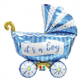 PALLONCINO MYLAR CARROZZINA \\"IT'S A BOY\\" 84x97cm