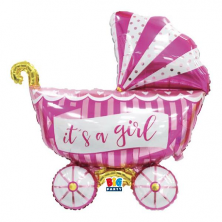 PALLONCINO MYLAR CARROZZINA \\"IT'S A GIRL\\" 84x97cm