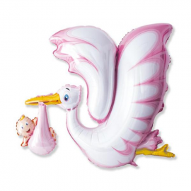 PALLONCINO MYLAR NASCITA CICOGNA BIMBA SUPERSHAPE 106x94cm