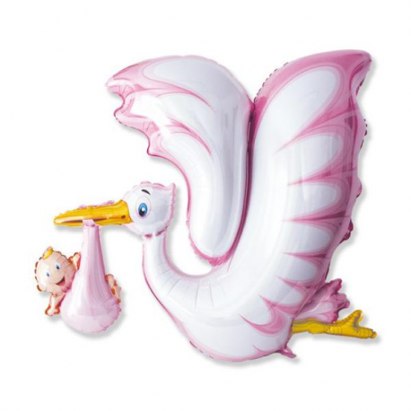 PALLONCINO MYLAR NASCITA CICOGNA BIMBA SUPERSHAPE 106x94cm