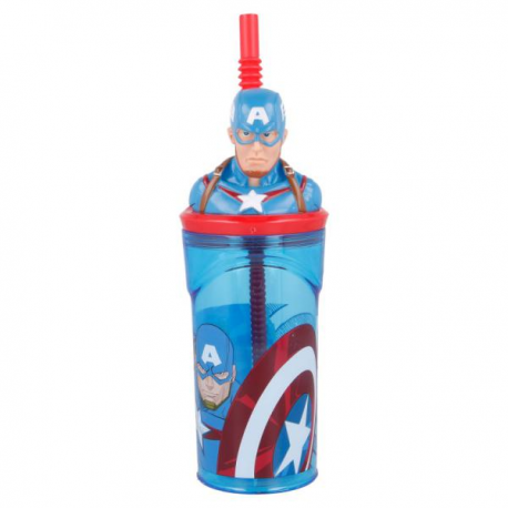 BICCHIERE TUMBLER AVENGERS CAPTAIN AMERICA 360ml 3D FIGURE