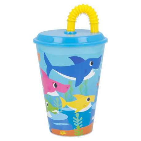 BICCHIERE TUMBLER BABY SHARK 430ml CON CANNUCCIA