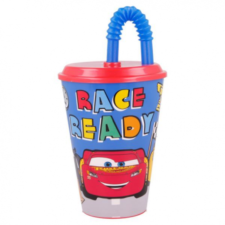 BICCHIERE TUMBLER CARS 430ml CON CANNUCCIA