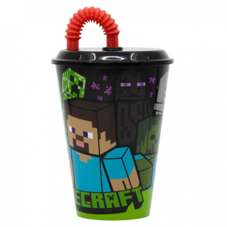 BICCHIERE TUMBLER MINECRAFT 430ml CON CANNUCCIA