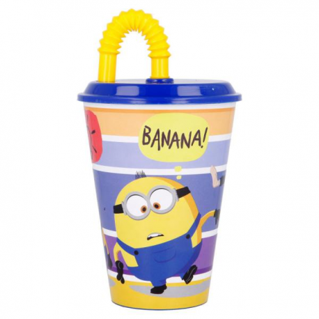 BICCHIERE TUMBLER MINIONS 430ml CON CANNUCCIA