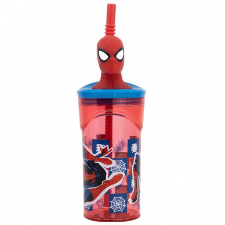 BICCHIERE TUMBLER SPIDERMAN 360ml 3D FIGURE