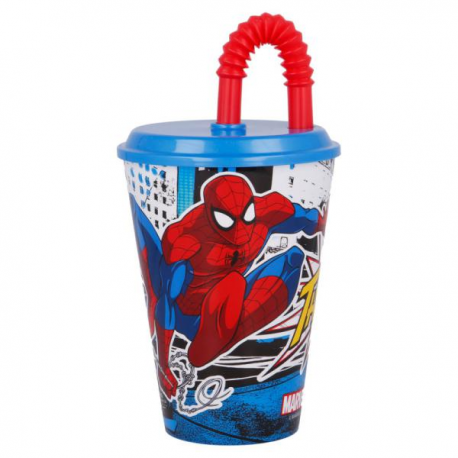 BICCHIERE TUMBLER SPIDERMAN 430ml CON CANNUCCIA