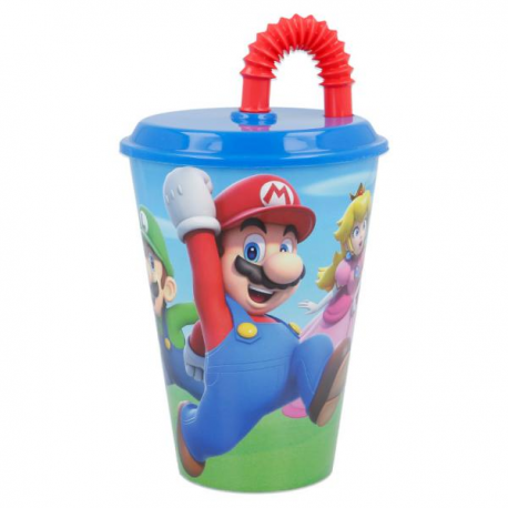 BICCHIERE TUMBLER SUPER MARIO 430ml CON CANNUCCIA