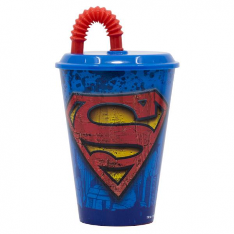 BICCHIERE TUMBLER SUPERMAN 430ml CON CANNUCCIA