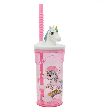 BICCHIERE TUMBLER UNICORNO 360ml 3D FIGURE