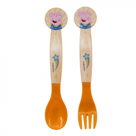 SET 2 PZ. POSATE PEPPA PIG in plastica riutilizzabile