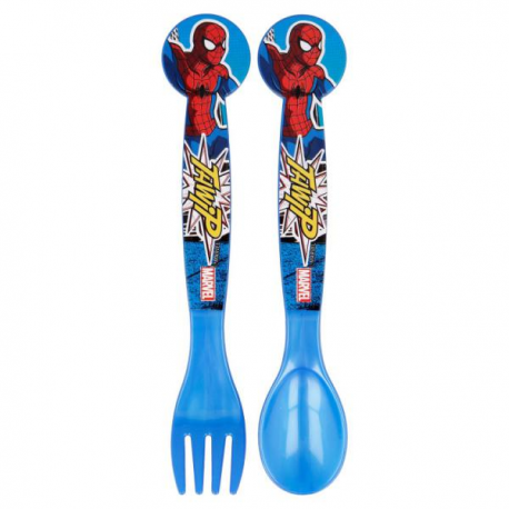 SET 2 PZ. POSATE SPIDERMAN in plastica riutilizzabile