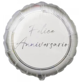 PALLONCINO TONDO FELICE ANNIVERSARIO ARGENTO FOIL STANDARD ø 45cm