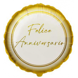 PALLONCINO TONDO FELICE ANNIVERSARIO ORO FOIL STANDARD ø 45cm