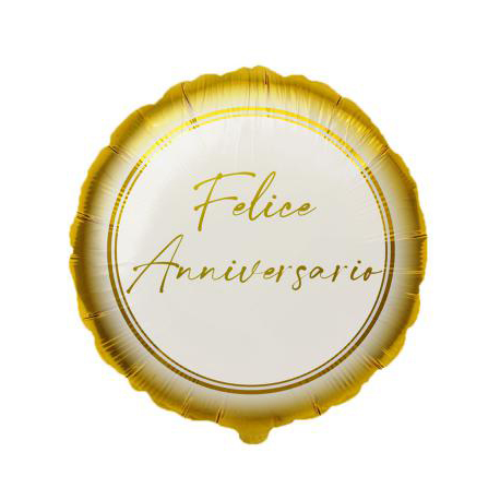PALLONCINO TONDO FELICE ANNIVERSARIO ORO FOIL STANDARD ø 45cm