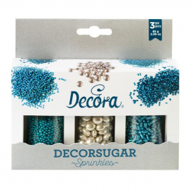 SET DECOR MIX ARGENTO E AZZURRO 85g