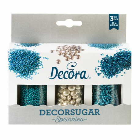 SET DECOR MIX ARGENTO E AZZURRO 85g