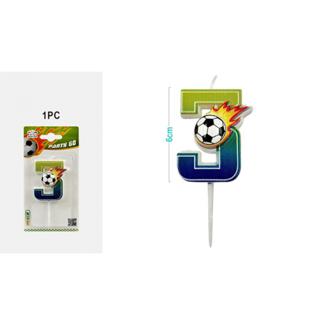 CANDELINA COMPLEANNO NUMERO 3 \\"TEMA CALCIO\\"