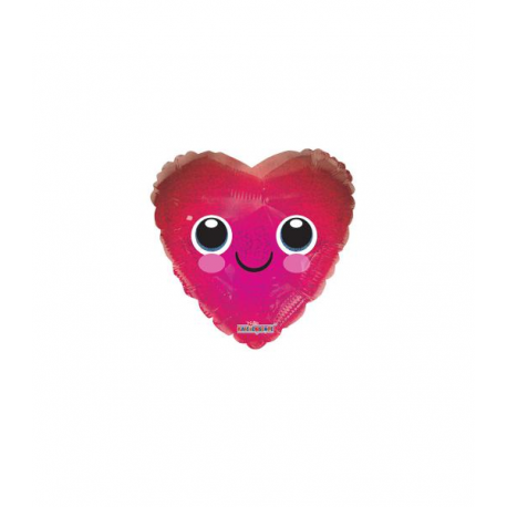 PALLONCINO PICCOLO MINISHAPE CUORE OLOGRAFICO FACCINA 22 cm (gonfiabile solo ad aria)