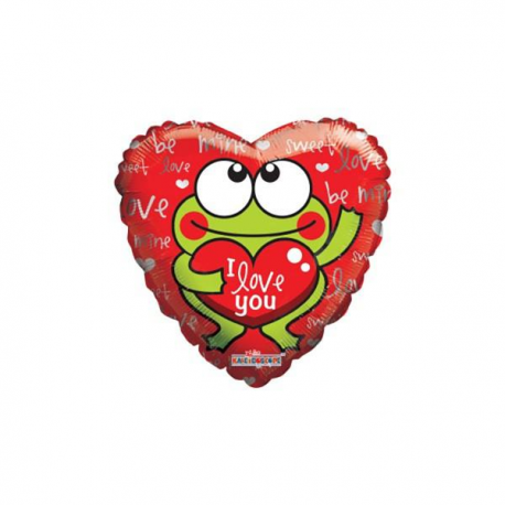 PALLONCINO PICCOLO MINISHAPE RANOCCHIA \\"I LOVE YOU\\" 22 cm (gonfiabile solo ad aria)