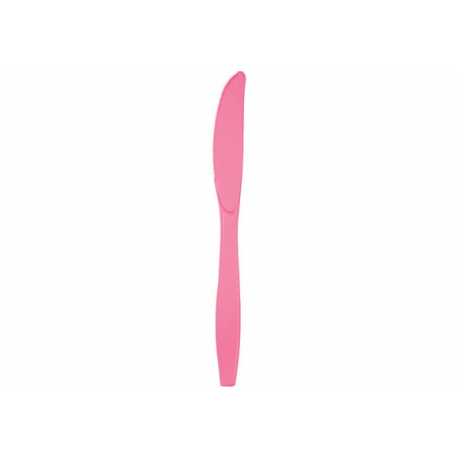 COLTELLI IN PLASTICA ROSA ACCESO 24 PZ. (riutilizzabili)