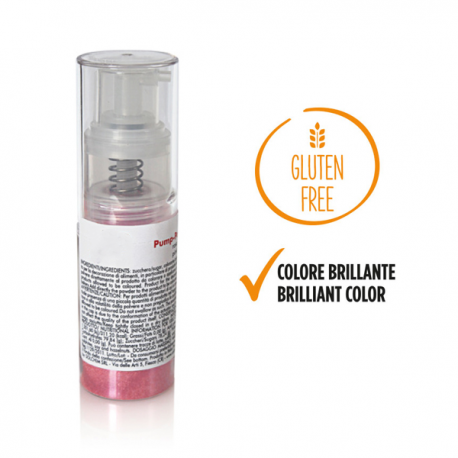 Pump spray alimentare GLITTERATO ROSA - polvere alimentare 10g (Pump-Powder)