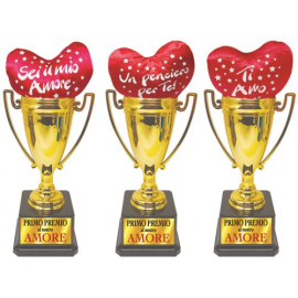 COPPA H.25 cm CON CUORE IN RASO