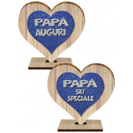 CUORE DA TAVOLO GLITTER PAPA' IN LEGNO