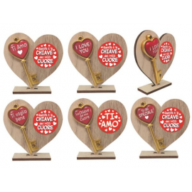 CUORE DA TAVOLO IN LEGNO CON CHIAVE DELL'AMORE