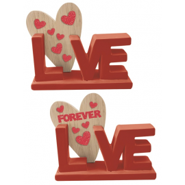 SCRITTA LOVE IN CERAMICA E CUORE IN LEGNO