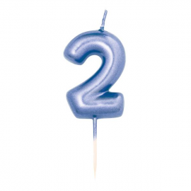CANDELINA NUMERO 2 METAL BLU MINI