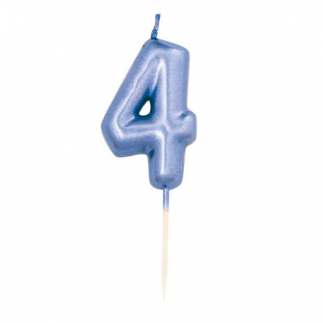CANDELINA NUMERO 4 METAL BLU MINI