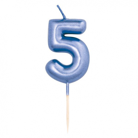 CANDELINA NUMERO 5 METAL BLU MINI
