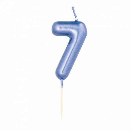 CANDELINA NUMERO 7 METAL BLU MINI