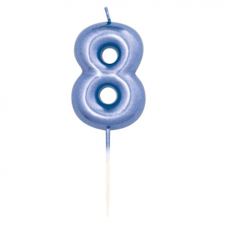 CANDELINA NUMERO 8 METAL BLU MINI