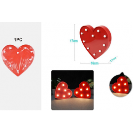 CUORE ROSSO CON 10 LAMPADINE 16cm