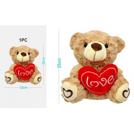 PELUCHE ORSETTO CON CUORE "LOVE" 25cm