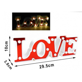 SCRITTA LOVE ROSSA CON 11 LAMPADINE 29,5x10cm