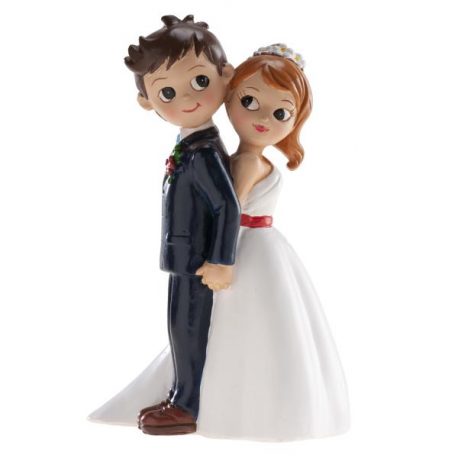 CAKE TOPPER COPPIA DI SPOSI \\"SCHIENA CONTRO SCHIENA\\" 16cm