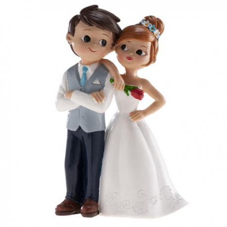 CAKE TOPPER COPPIA DI SPOSI \\"SPOSA APPOGGIATA\\" 16cm