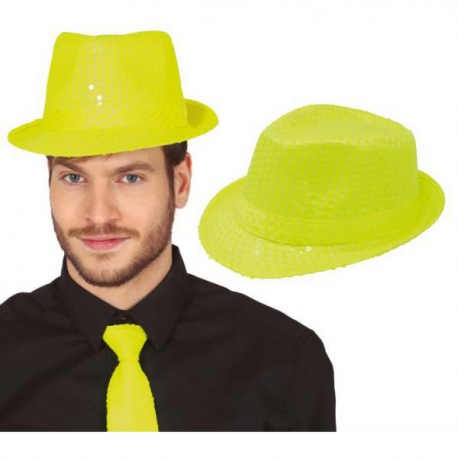 CAPPELLO PAILLETTES GIALLO FLUO