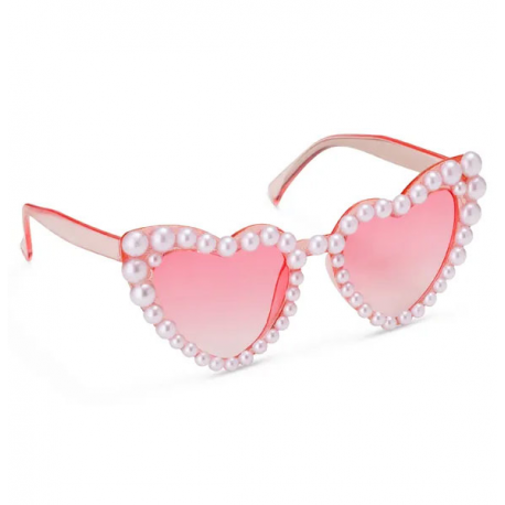 OCCHIALI CUORI ROSA CON PERLE