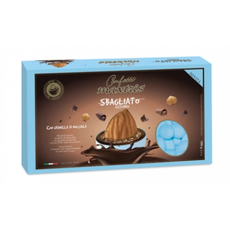 CONFETTI \\"SBAGLIATO\\" AZZURRO AL CIOCCOLATO CON GRANELLA DI NOCCIOLA KG.1 - Maxtris