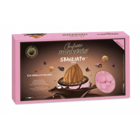CONFETTI \\"SBAGLIATO\\" ROSA AL CIOCCOLATO CON GRANELLA DI NOCCIOLA KG.1 - Maxtris