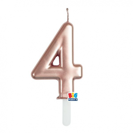 CANDELINA NUMERO \\"4\\" TINY PLUMP ROSA GOLD METAL 7cm