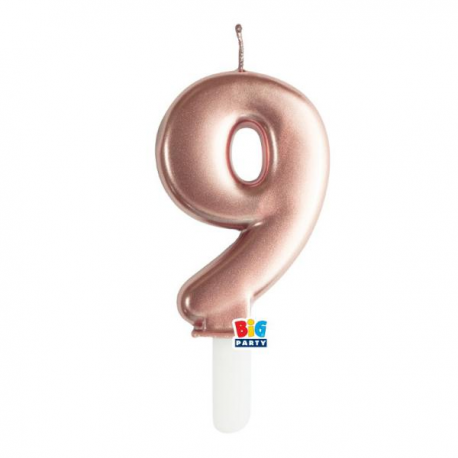 CANDELINA NUMERO \\"9\\" TINY PLUMP ROSA GOLD METAL 7cm